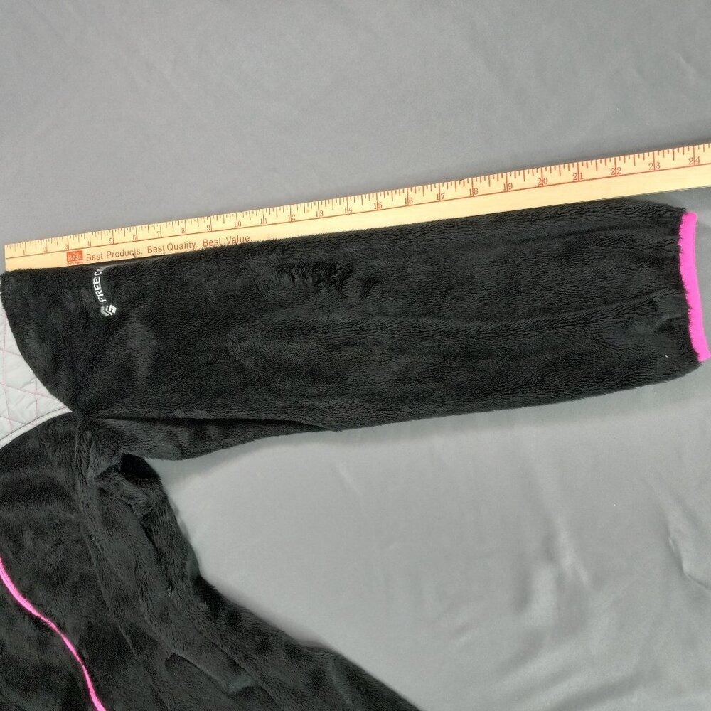 Free Country Girls XL 16 Black Pink Quilted Fleece Full Zip Hooded Jacket - Picture 13 of 13